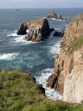 Enys Dodnan, the Armed Knight and Longships Lighthouse
